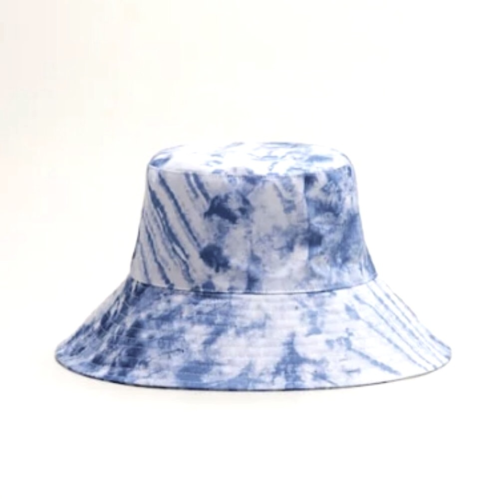 MANGO Blue White Tye Dye Cotton Bucket Hat